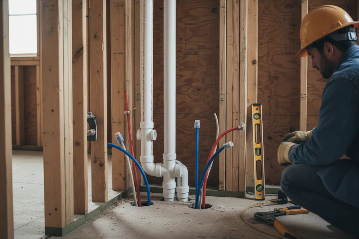 Drain and supply rough-in during Sump Pump Repair in Bowling Green